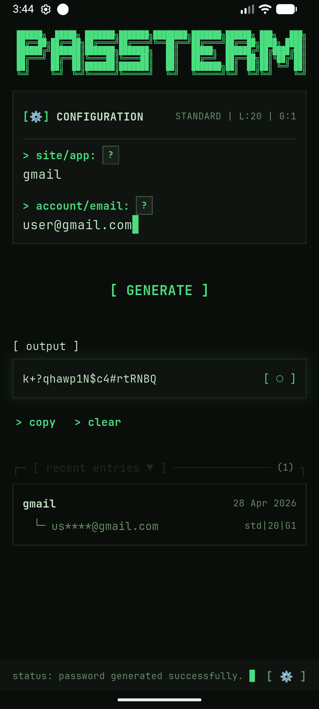 PassTerm App Screen 2